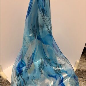 Abstract Blue and Black Scarf for neck and purse